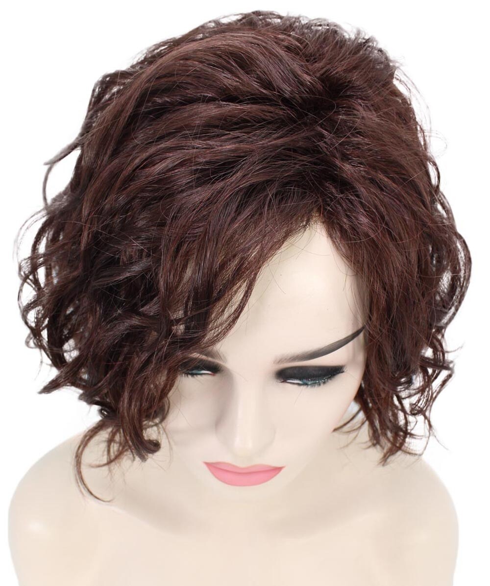 Marlene – Srraight Kanekalon Synthetic Fiber Full Wig, 4-10 in, Dark Auburn