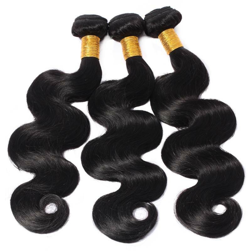 Pre Plucked Lace Closure with 3Bundles Brazilian Virgin Human Hair Wavy Weave US