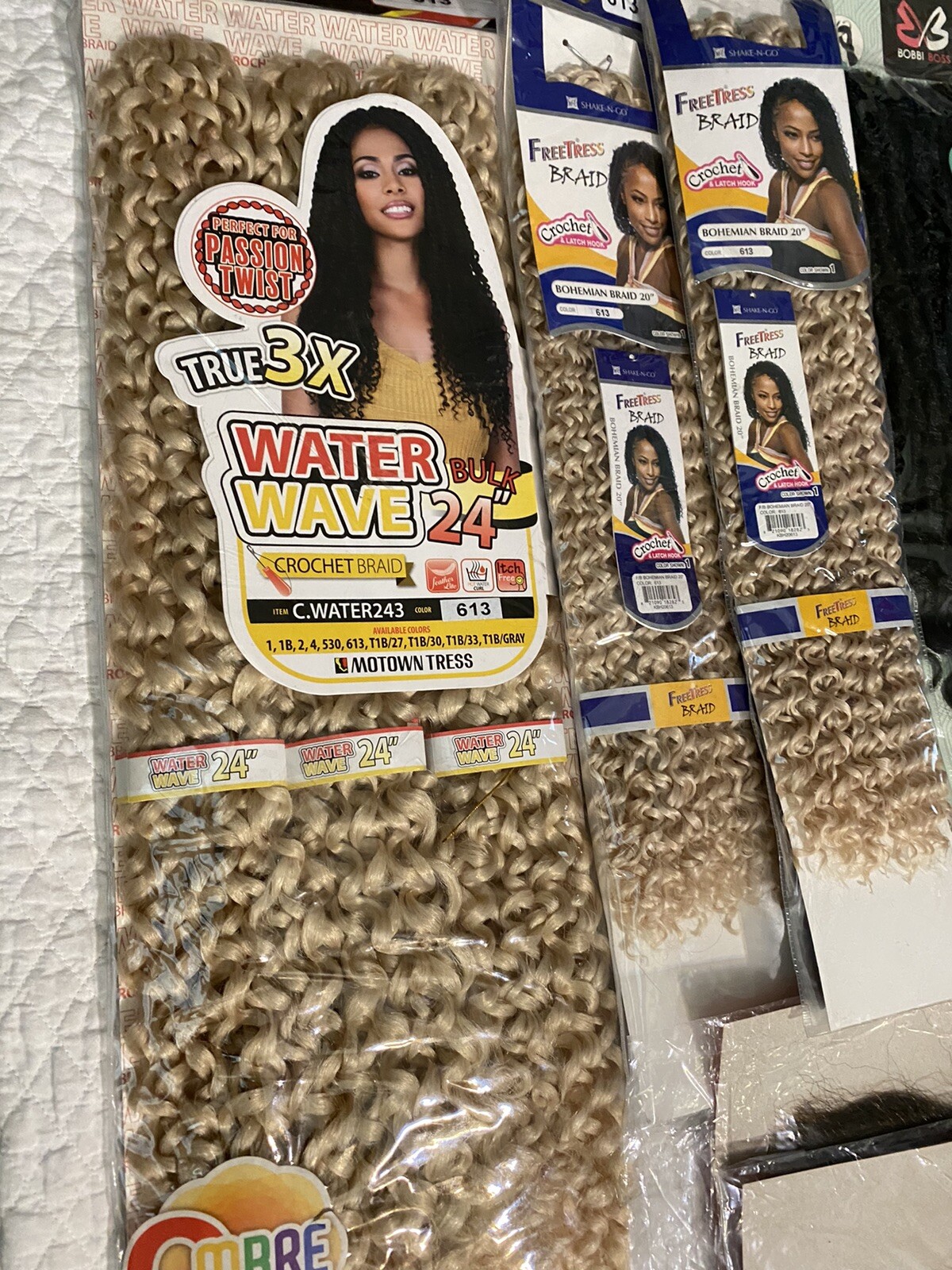 Lot Of 23 Pieces Water Wave Passion Twist Crochet Hair Extensions all colors
