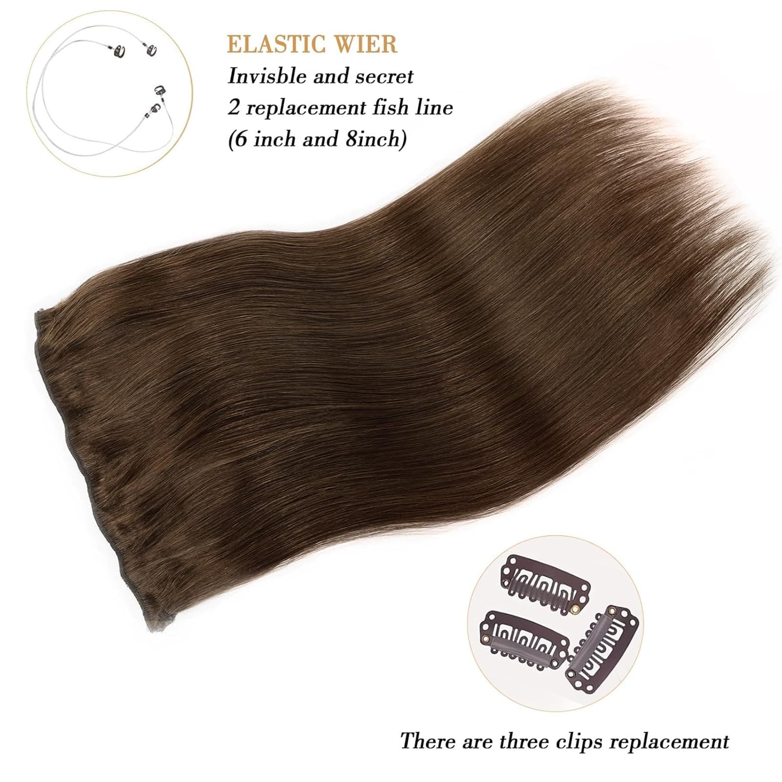 Tinashe Wire Hair Extensions Real Human Hair Medium Brown 18Inch 90G Straight