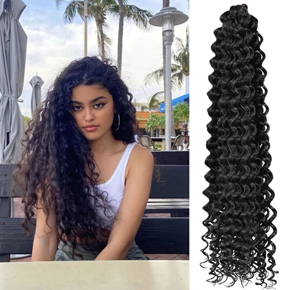 Ocean Wave Crochet Hair 28Inch Ariel Curly Synthetic Loose Deep Wave Braiding