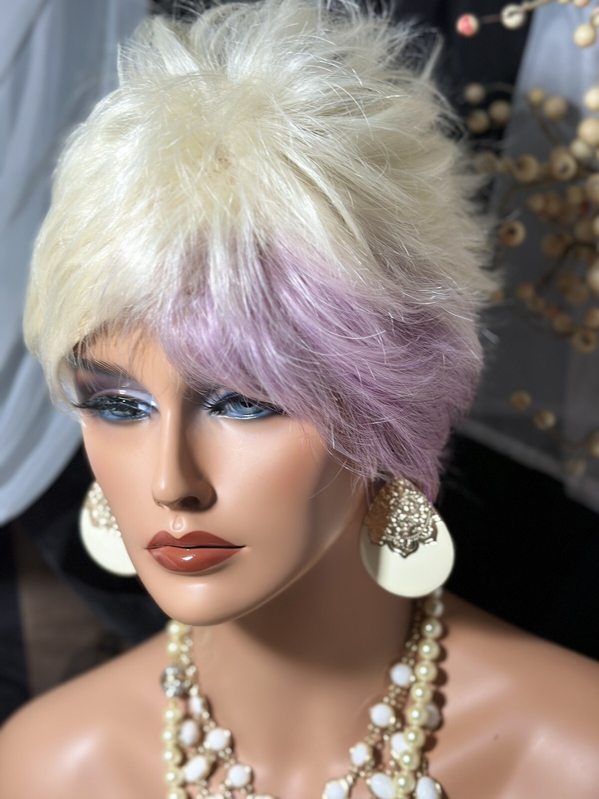 HOT PIXIE MIX Platinum & Pink Shade With Angular Spikey Tips, unique WIG💋