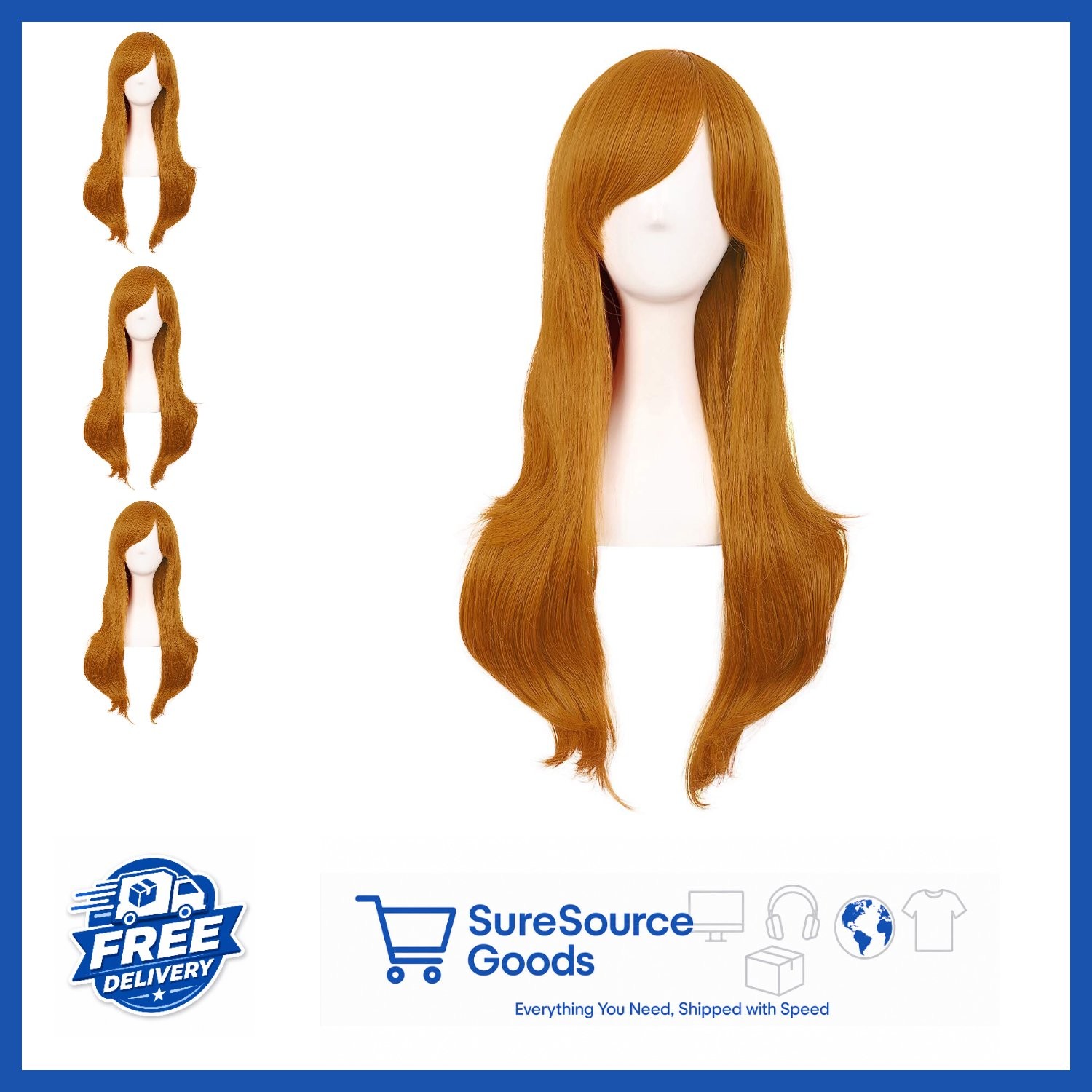 28 Inch Orange Curly Hair Wig for Women Cosplay Heat Resistant Modern Style