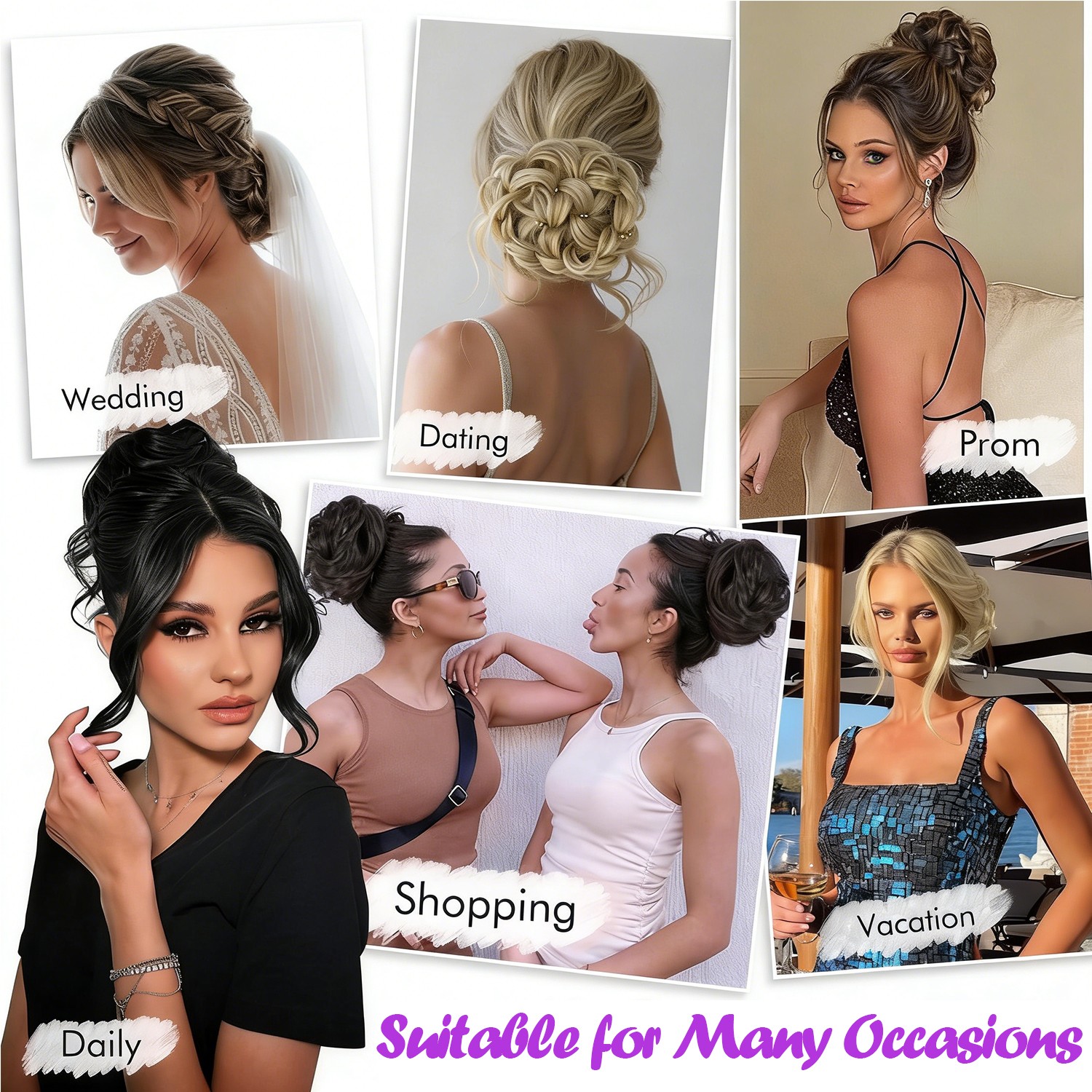 90G Thick Real AS Human Messy Bun Hair Piece Scrunchie Updo Hair Extensions USA