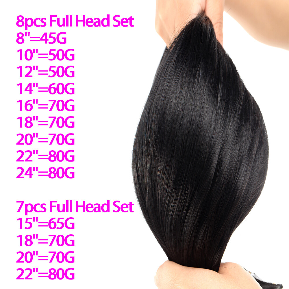 CLEARANCE Clip In 100% Real Human Remy Hair Extensions Full Head Weft Highlight
