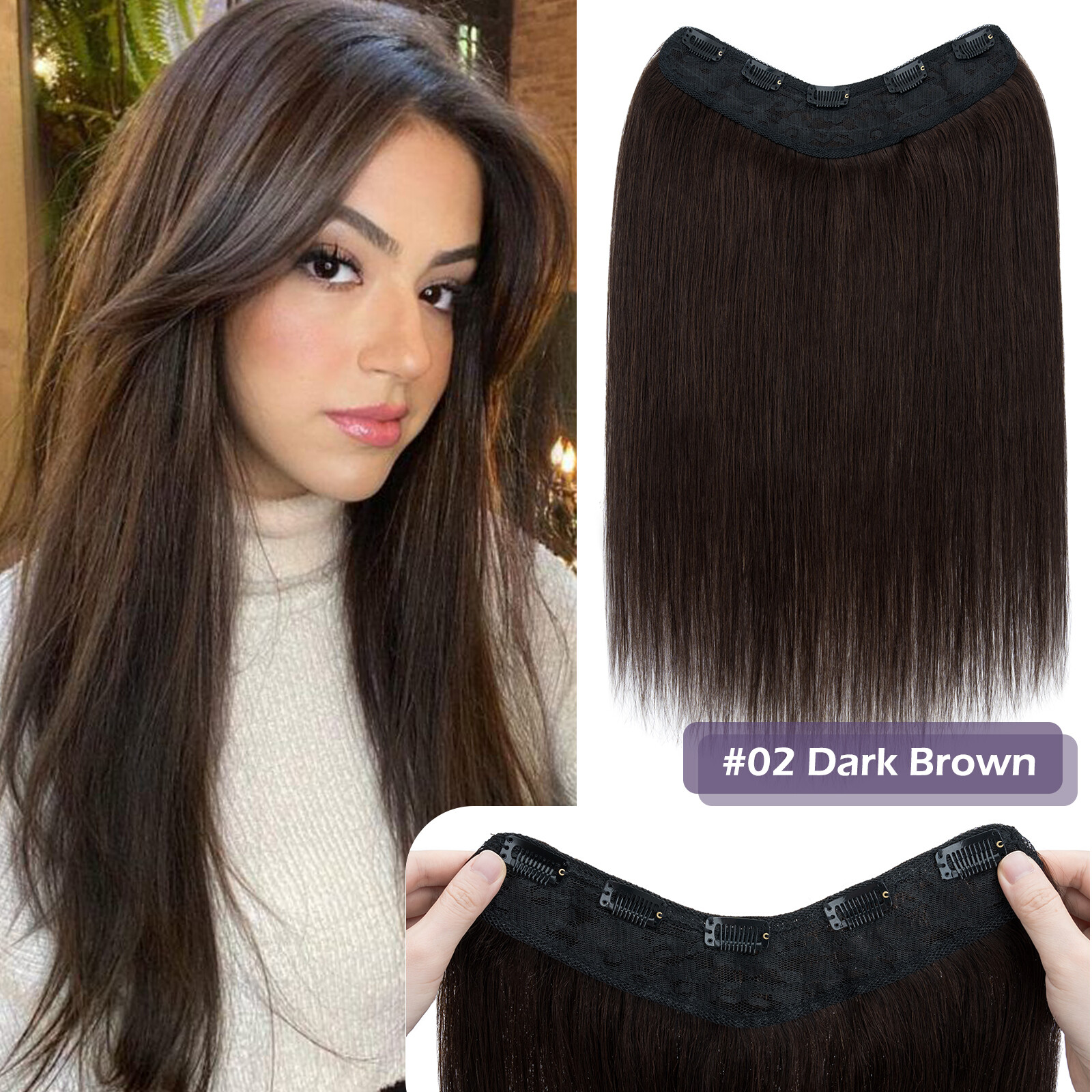 Clip In 100% Real Human Hair Extensions Russian Remy One Piece Full Head 8-24In