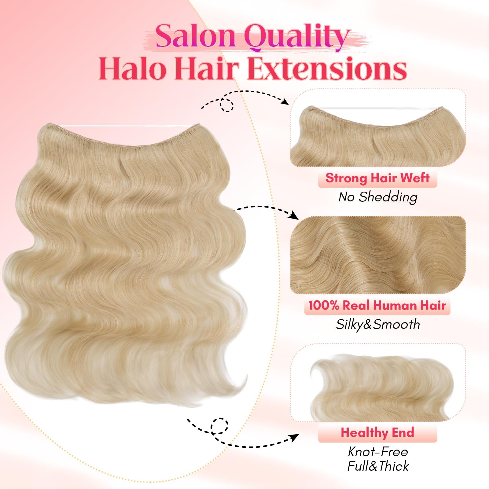 Rich Choices Halo Hair Extensions Real Human Hair Wave Wire In Hair Extensions