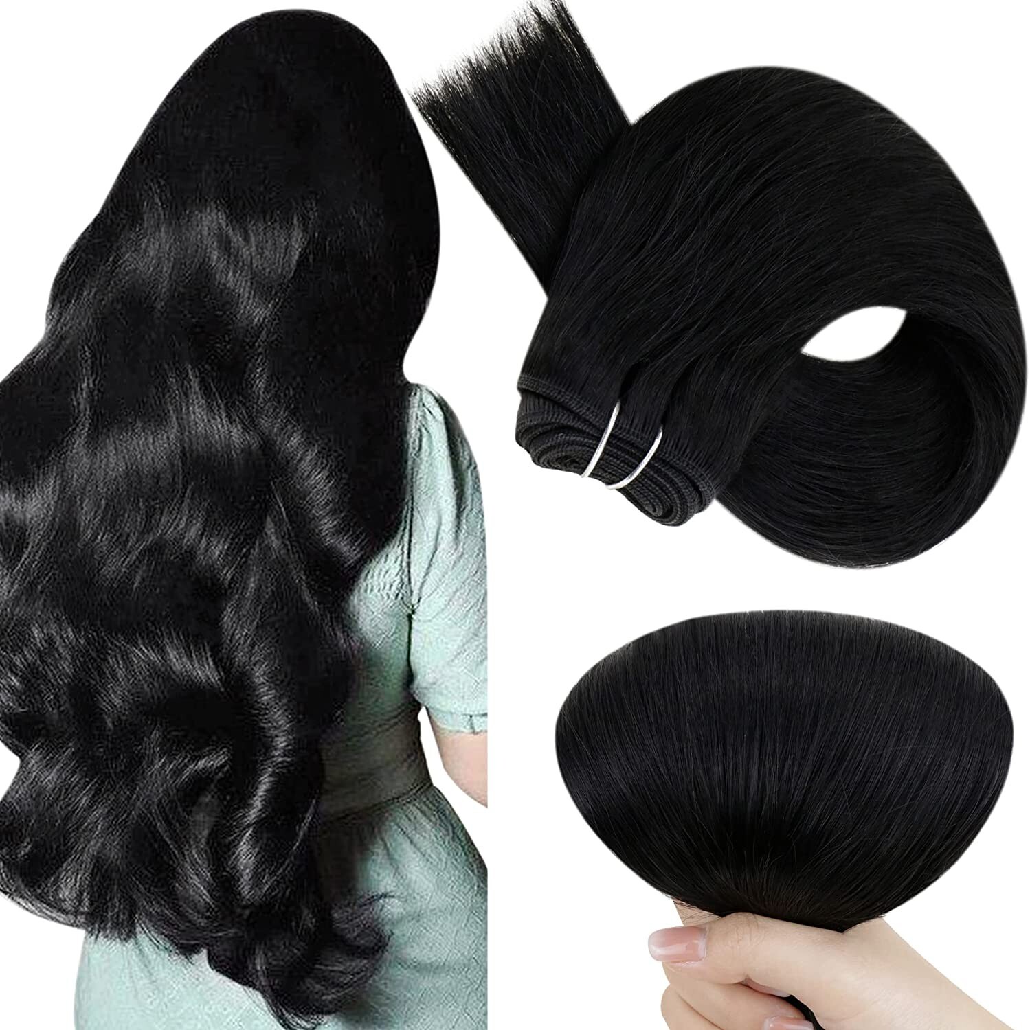 Weft Hair Extensions Real Human Hair Sew in Double Weft Weaves Remy Hair Style