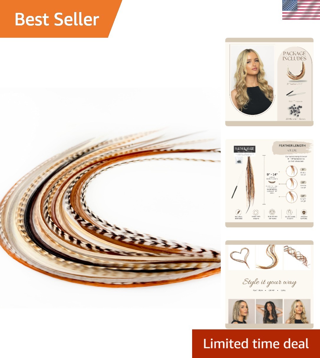 21 Natural Color Hair Extensions – 9”–14” Long – DIY Rooster Kit with 20 Micr…