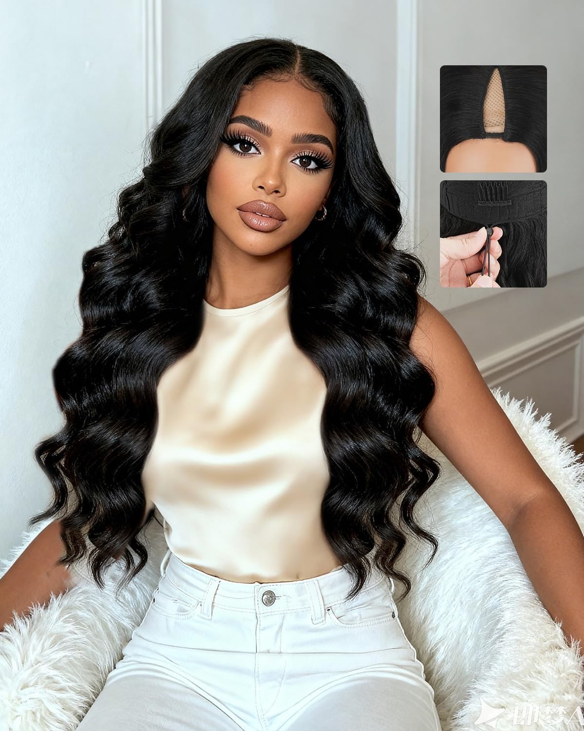 250% Density Body Wave V Part Human Hair Wig – Glueless Clip-In Half Wig, 20 Inc