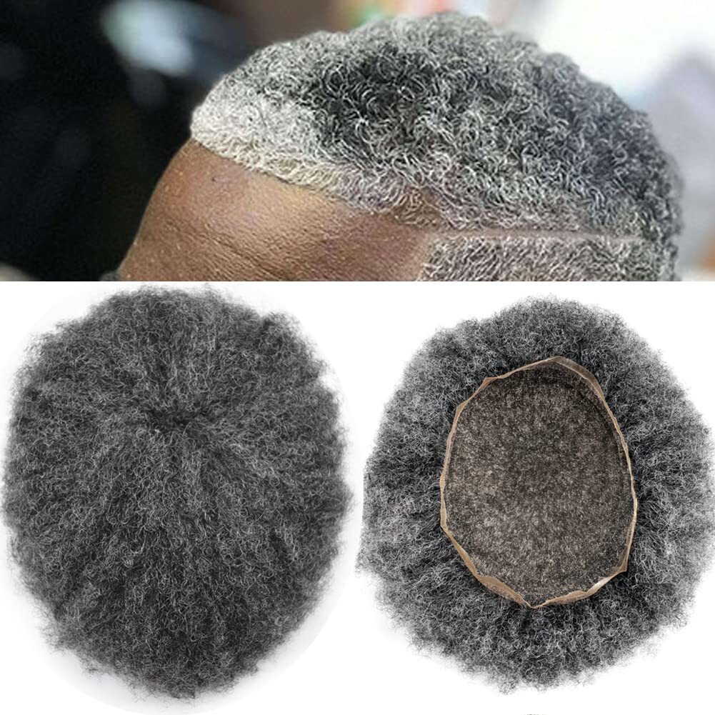 Afro Curl Mens Toupee Full Lace African American Human Black Hair Curly Systems
