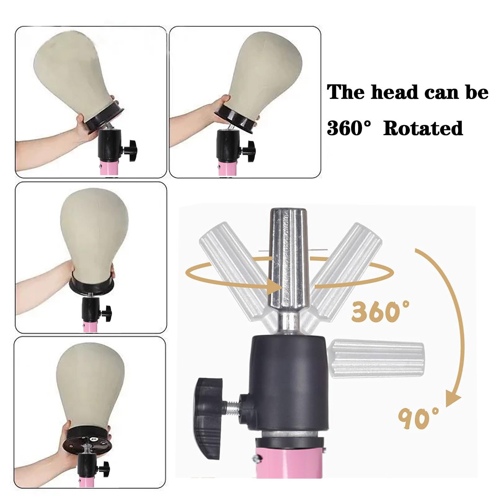 Generic Reinforced Wig Stand Tripod 55 Heavy Duty Adjustable Mannequin Head