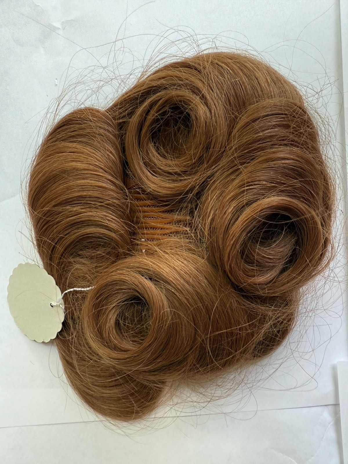 100% Human Hair Wiglet Light Brown 10 Messy Curly Swirls Clip Back Extension New