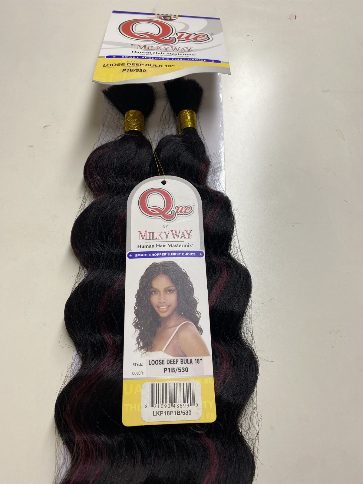 MILKY_WAY QUE HUMAN HAIR_MASTER MIX_LOOSE DEEP_BULK_18″_#P1B/530