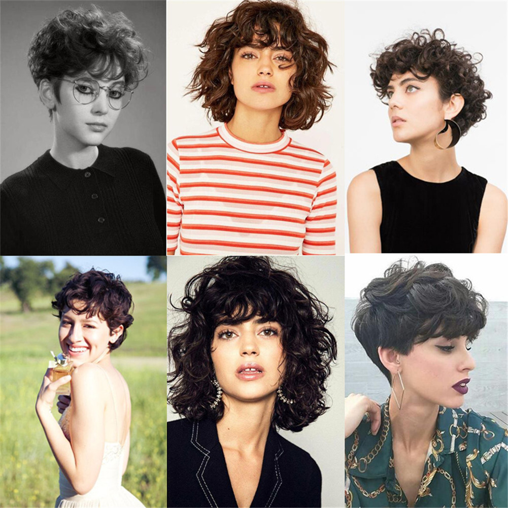 Short Wavy Curly Hair Wiglet Topper Human Hair Replacement for Women’s Thin Hair