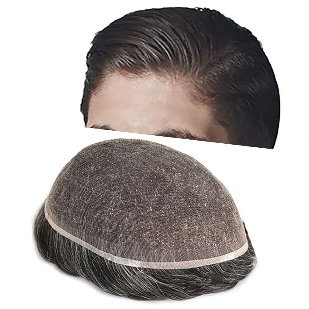 Mens Toupee Hair Piece System All French Lace Hair Replacement Unit Wig for Men