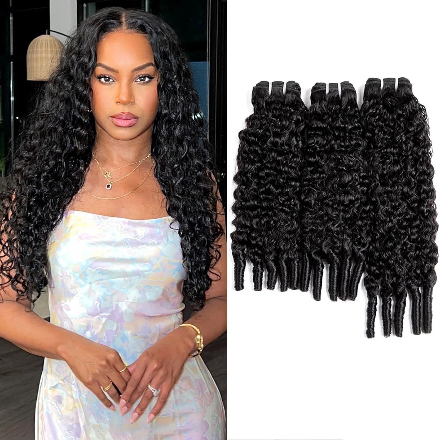 Luxurious 3Pcs 12A Burmese Curly Hair Bundles – 18-22 Inches Natural Black