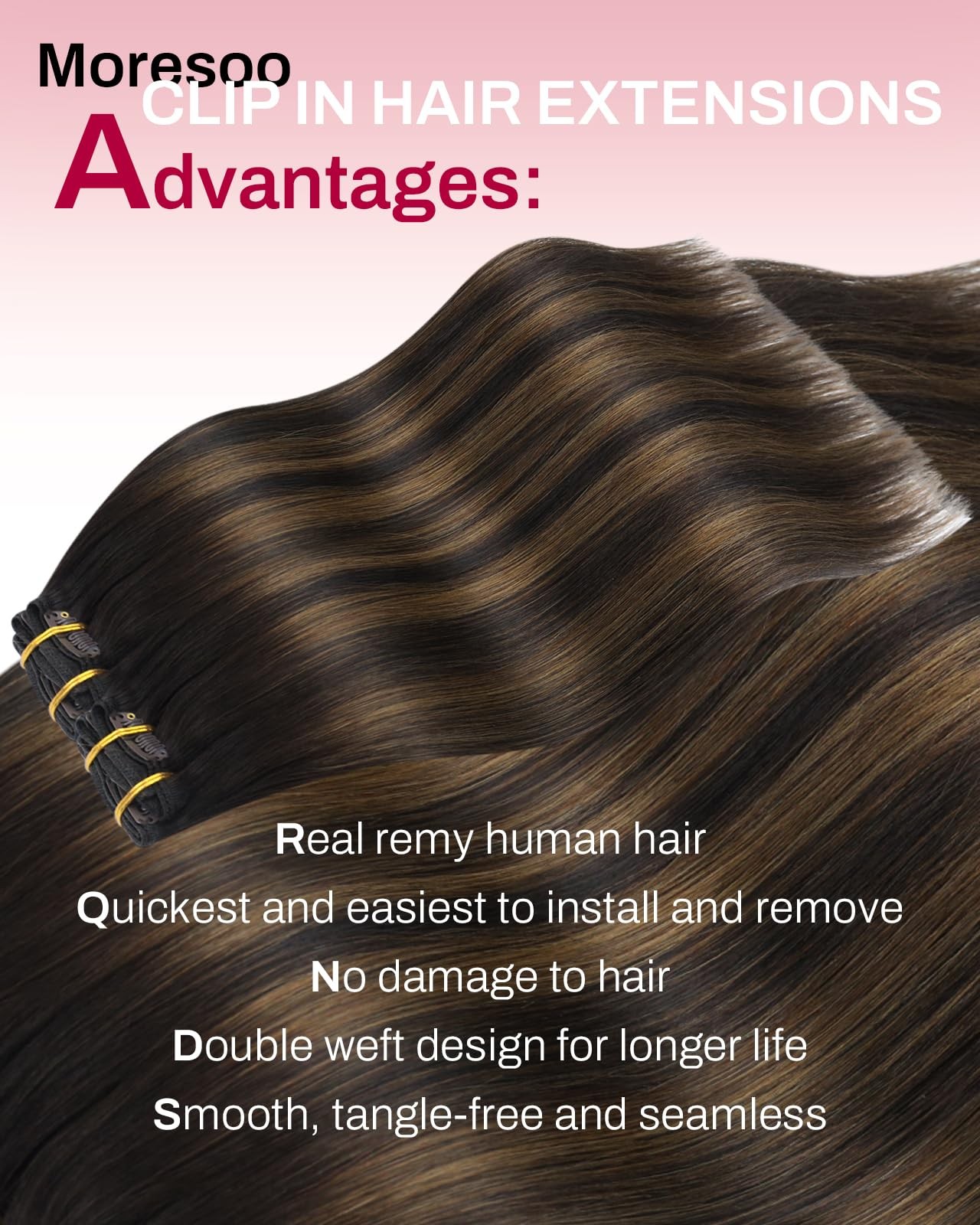 Clip in Hair Extensions 120G 20″ Dark Brown Balayage Seamless PU Skin