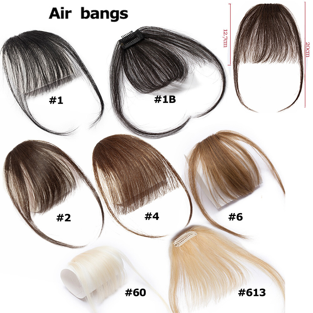 Thick Bangs 100% Remy Human Hair Extensions Clip In Fringe Black Brown Blonde US