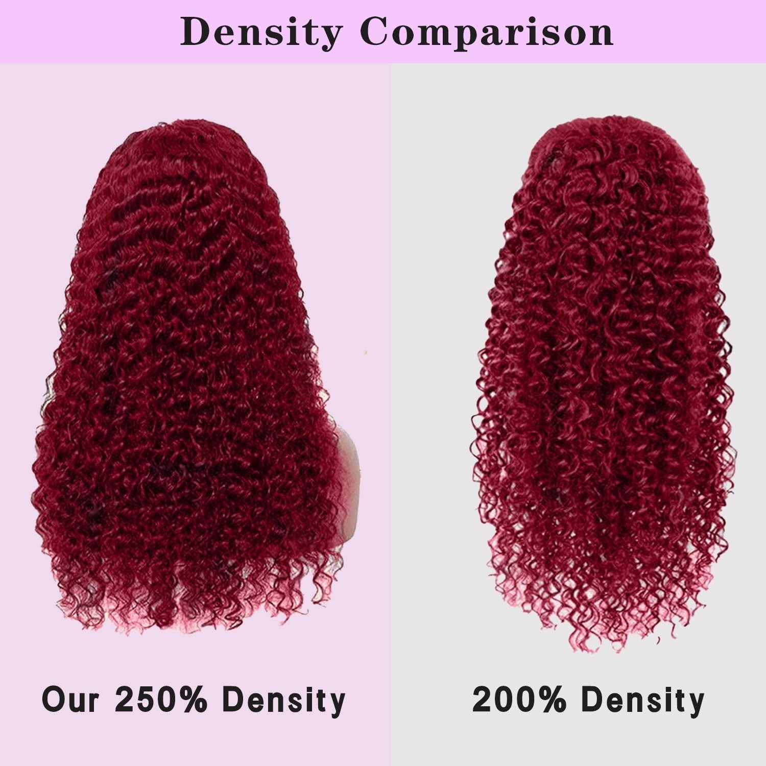 30″ 250 Density Burgundy Lace Front Wig – HD Transparent Deep Wave Human Hair