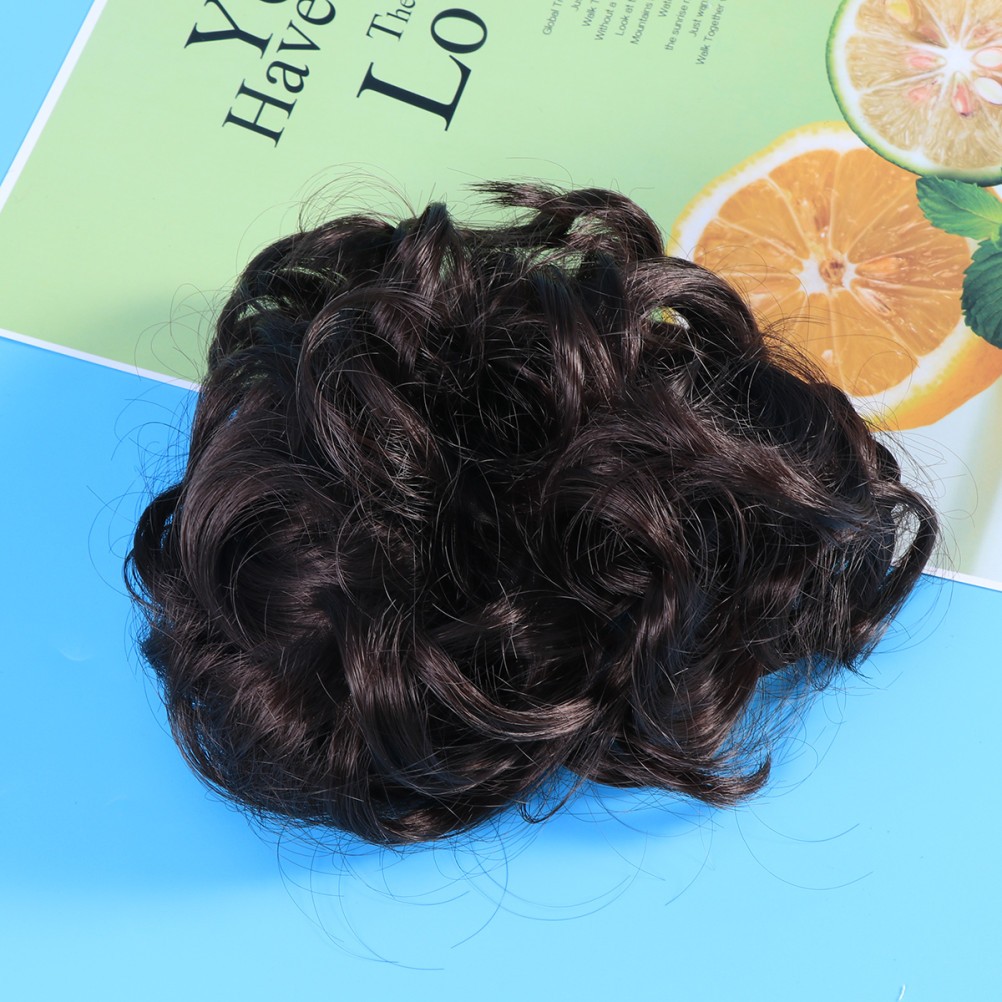 Elastic Light Brown Hair Bun Extension Easy to Wear and Wash for Elegant Events