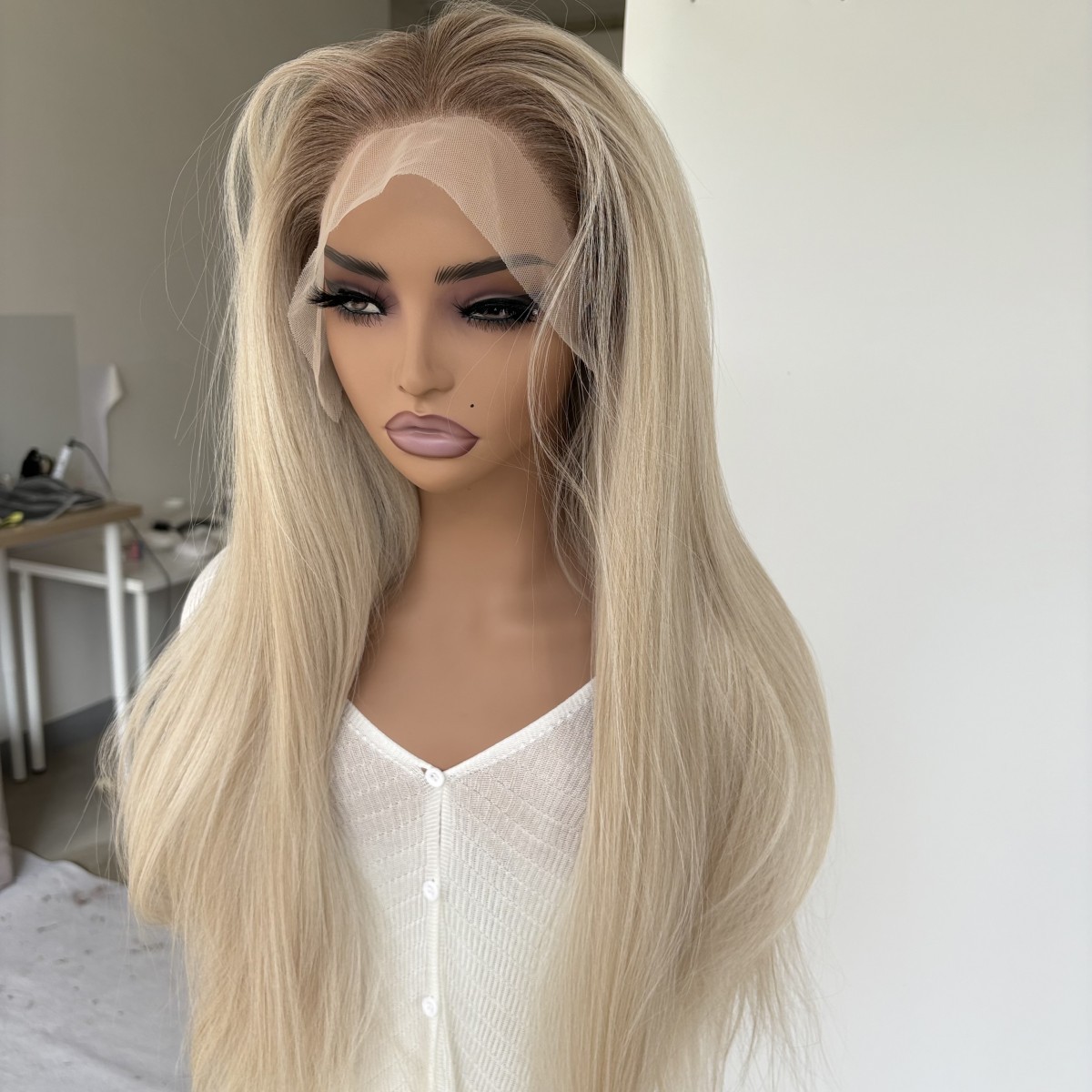 Women Highlight Blonde HD Lace Front Wig Heat Resistant Hair Long Straight