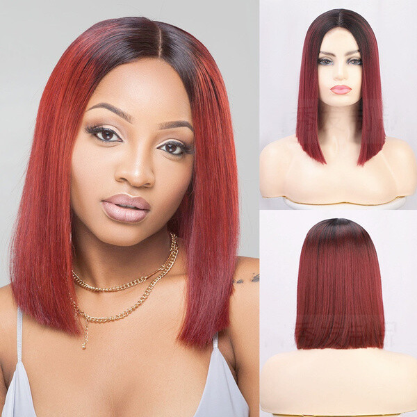 Fashion European and American dyed bobo wig female short straight hair