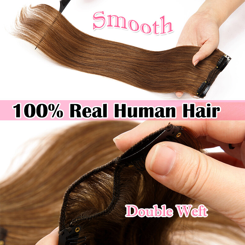 Double Weft Thick Clip In Wavy Full Head Real Remy Human Hair Extensions Blonde