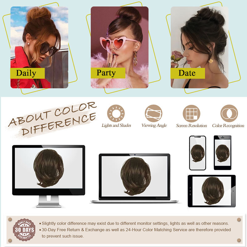 Women Girls Donut Hair Scrunchie Natural Easy Bun Hairpiece Messy Updo Extension