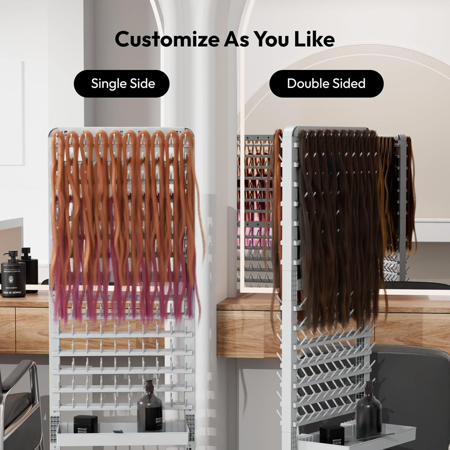 280 Pegs Braiding Hair Rack with Tray and Tools, Height Adjustable, 2-Side Braid