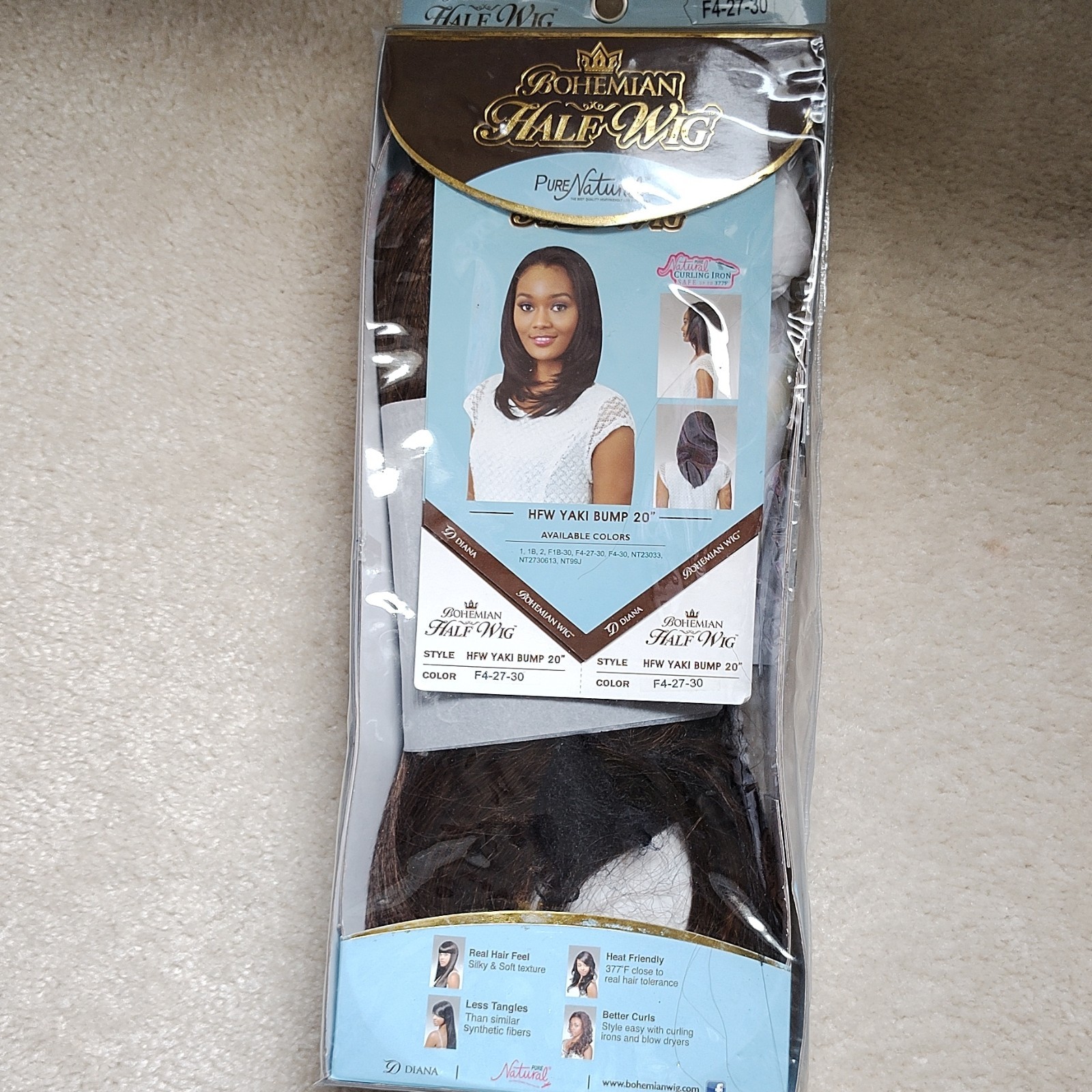 Bohemian Wig Diana Drawstring 1/2 Wig 20in Synthetic Heat Resistant F4-27-30