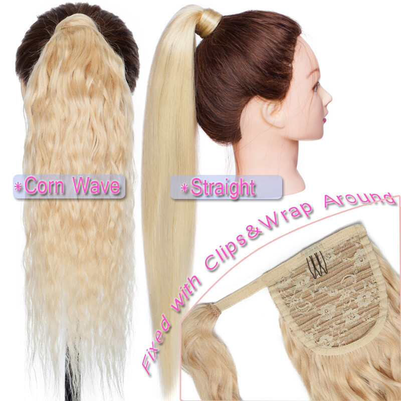 Russian CORN WAVE Clip In Remy Human Hair Extensions Wavy Curly Wrap One Piece F