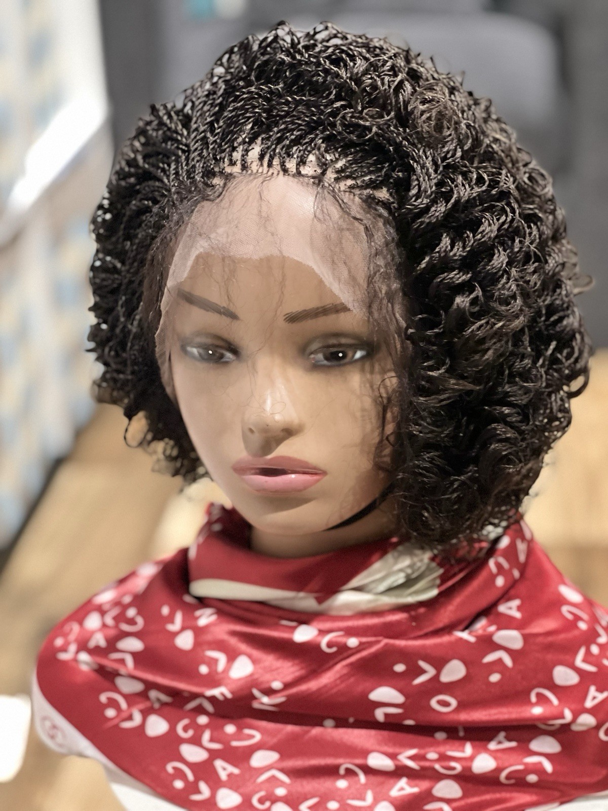 Braided micro twist Curly OFF BLACK WIG.made on a full lace wig.READY TO SHIP.