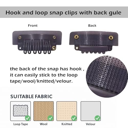 8PCS 2-in-1 Self-Adhesive Hook-and-Loop Wig Clips – Peel-and-Stick Dark Brown