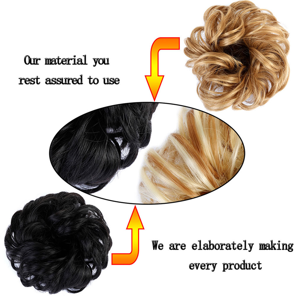 Real Natural Curly Messy Bun Hair Piece Scrunchie Hair Extensions Chignon Grey H
