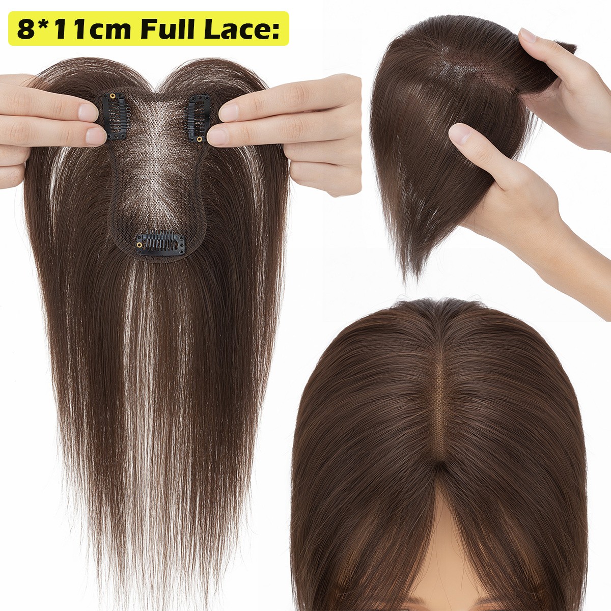 Remy Hair Toppers Clip In Real Human Hair Extensions Top Lace Toupee Hairpiece U