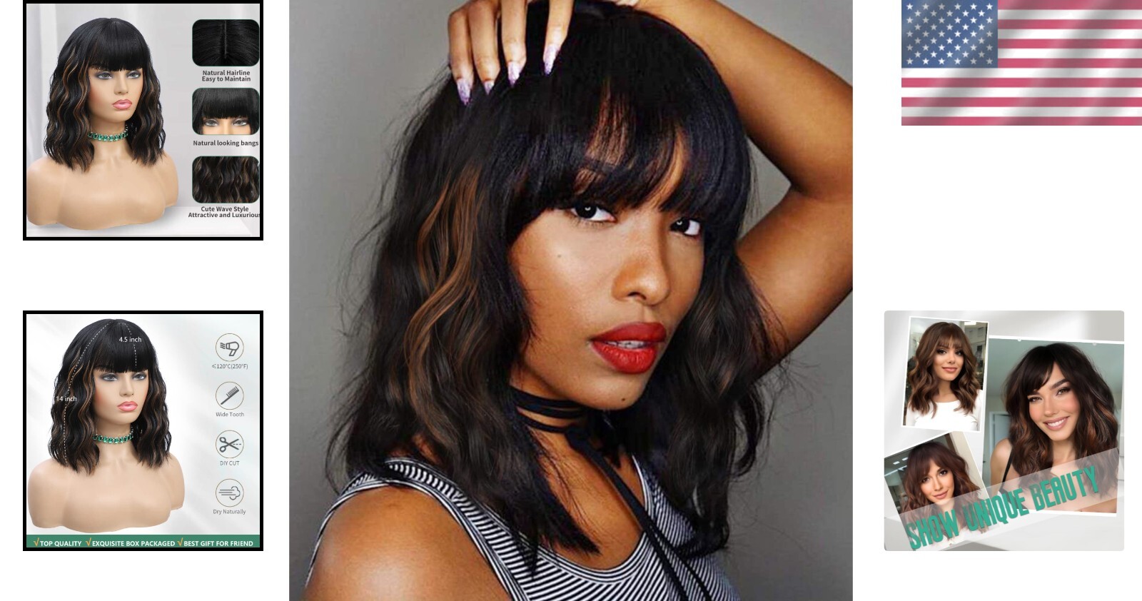 Gorgeous Shoulder-Length 14-Inch Curly Wig with Bangs – Perfect for Any Occasion