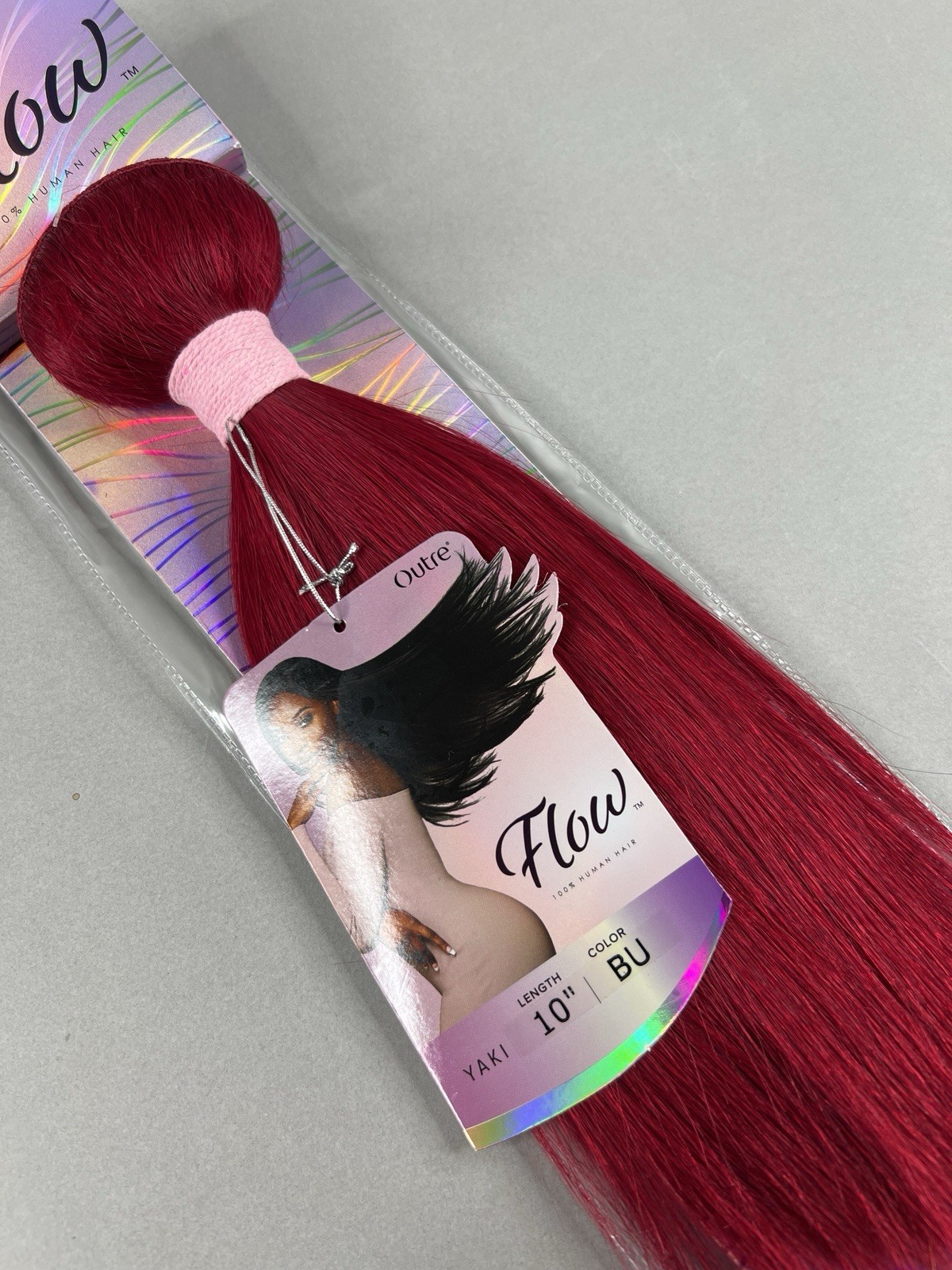 10″ Flow #BU Burgundy Yaki Straight 100% Human Hair Extensions