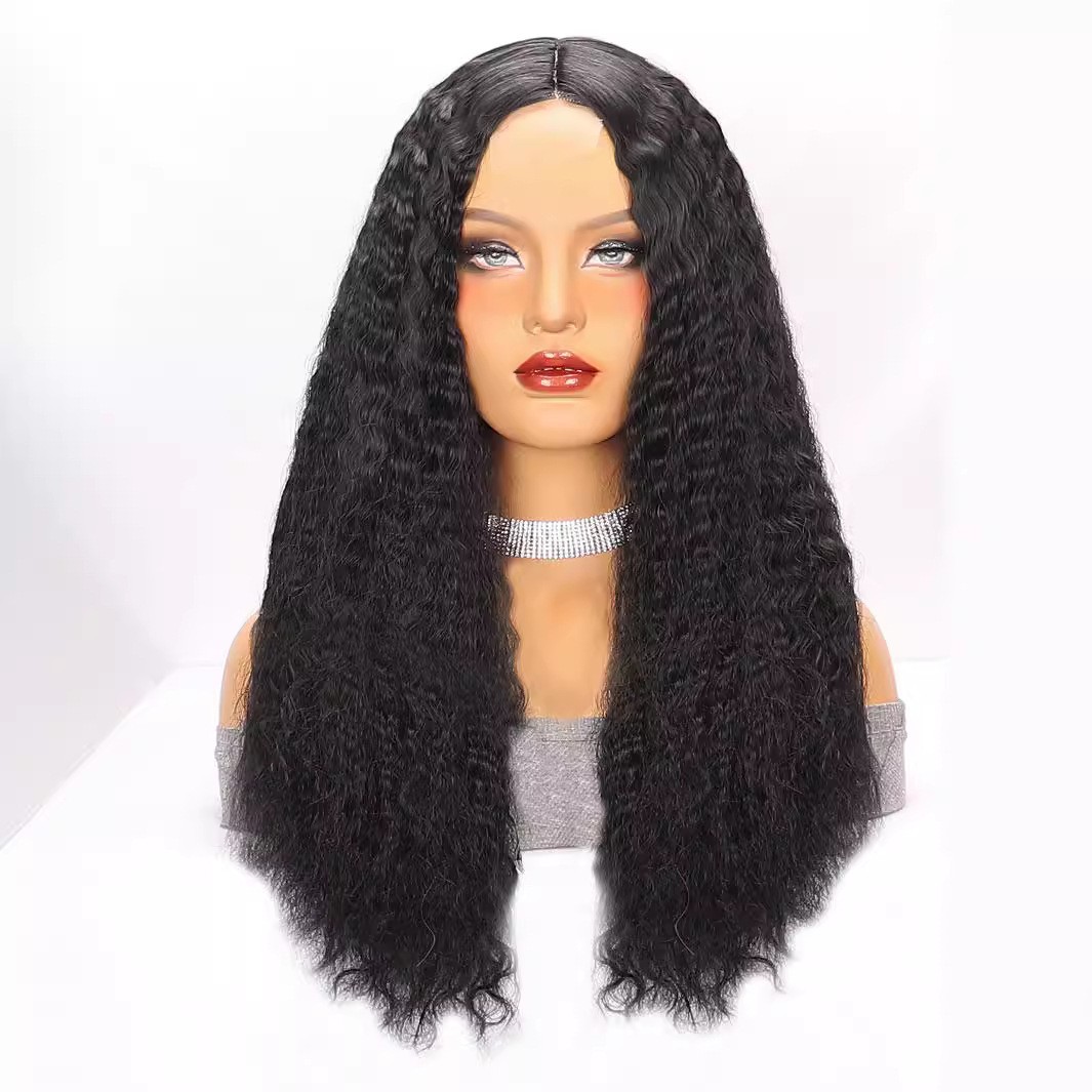 Deep Wave Middle Part Long Curly Small Lace Front Wig Synthetic Full Head Wig