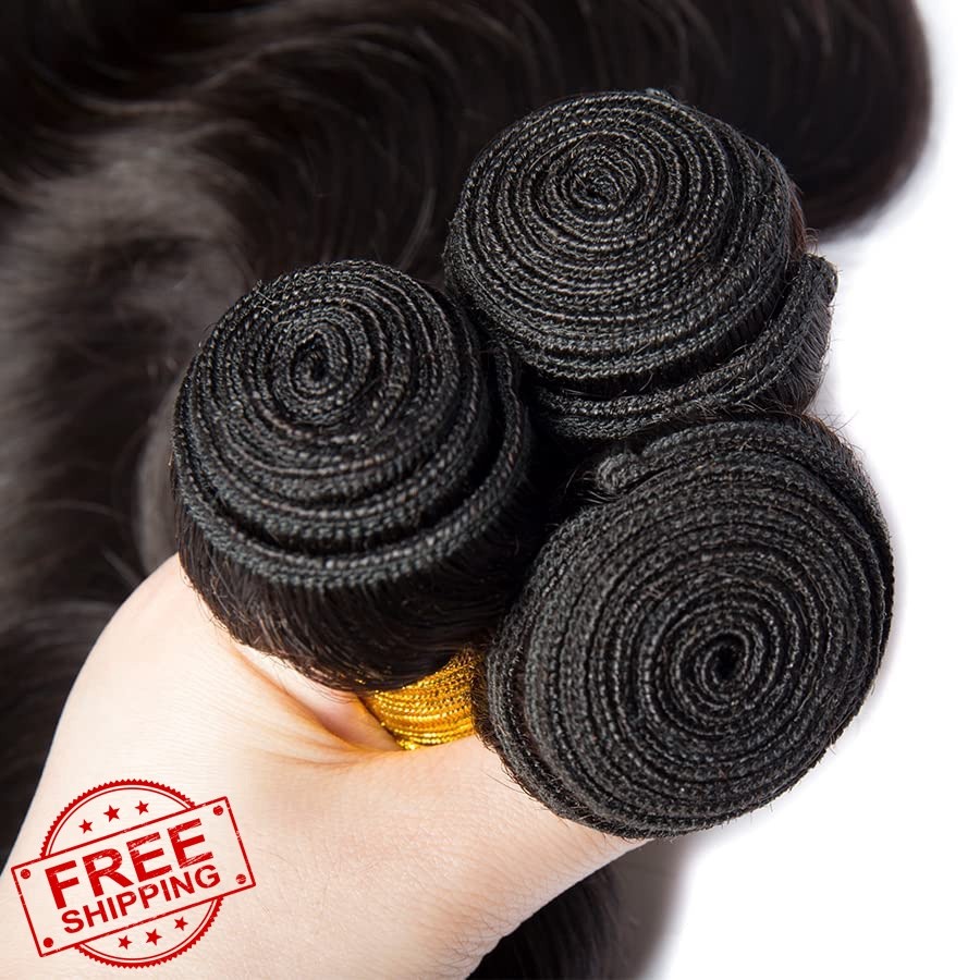 Seeuiegam Body Wave Human Hair 20 22 24 Inch Black-B