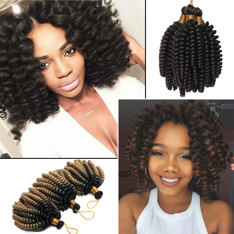 Real Thick Spring Twist Braiding Hair Extensions Bounce Curly 6″ Crochet Braid