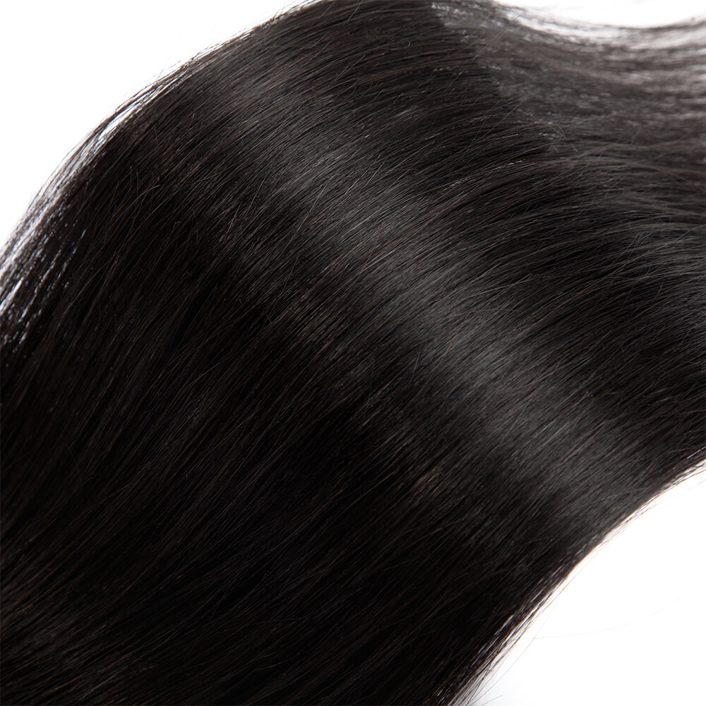 100% Human Hair Clip In Remy Hair Extensions Real Soft FULL HEAD Invisible Grey#