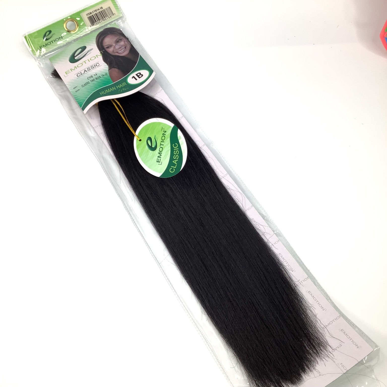 EMOTION CLASSIC Yaki Bulk Human Hair Extensions 1B 14-16 Inch