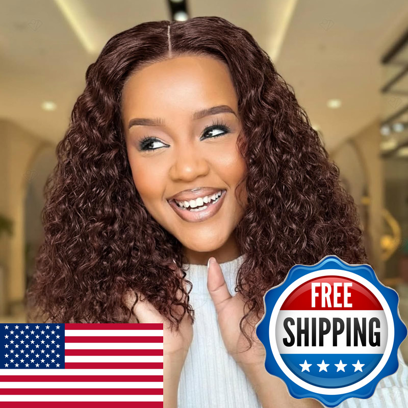 Hihmarm Chocolate Brown Deep Wave Bob Wig Human Hair 13X6 Hd Lace Front Wigs