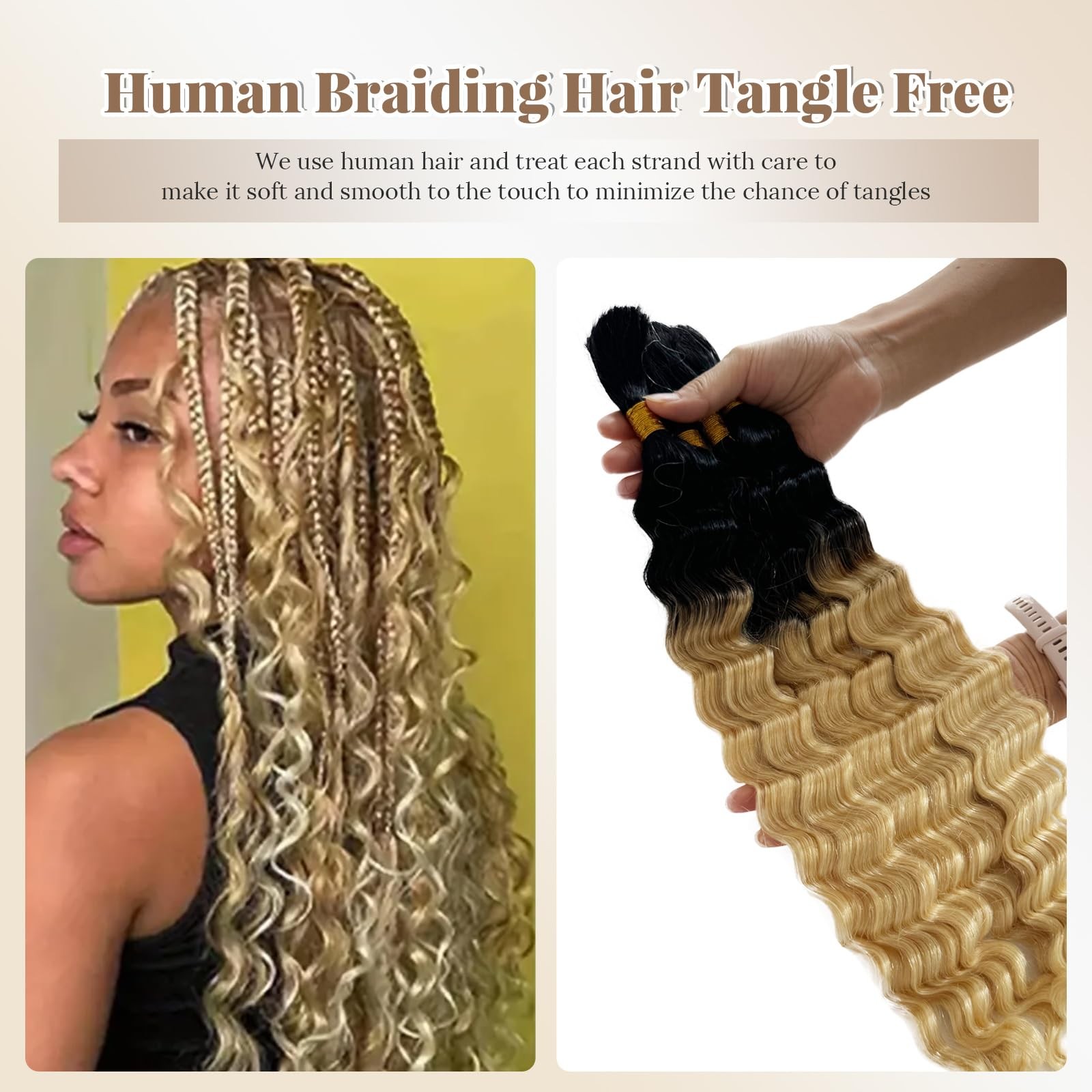 Smartinnov 613 Blonde Braiding Hair 100G 20 Inch 2 Bundles/Pack Boho Human Hair
