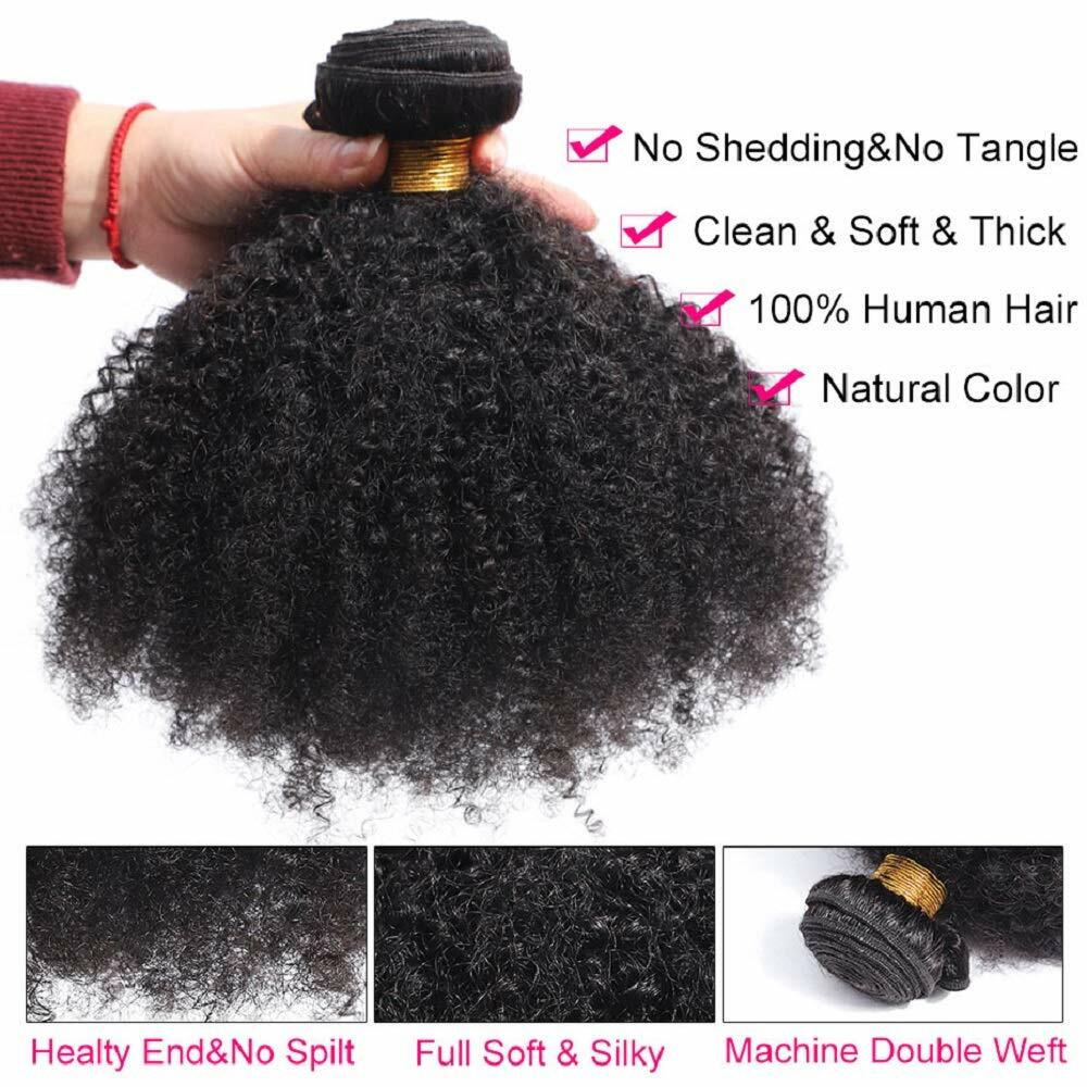 Mongolian Kinky Curly Hair Weft 3Bundles Virgin Afro Human Hair Extension Weaves