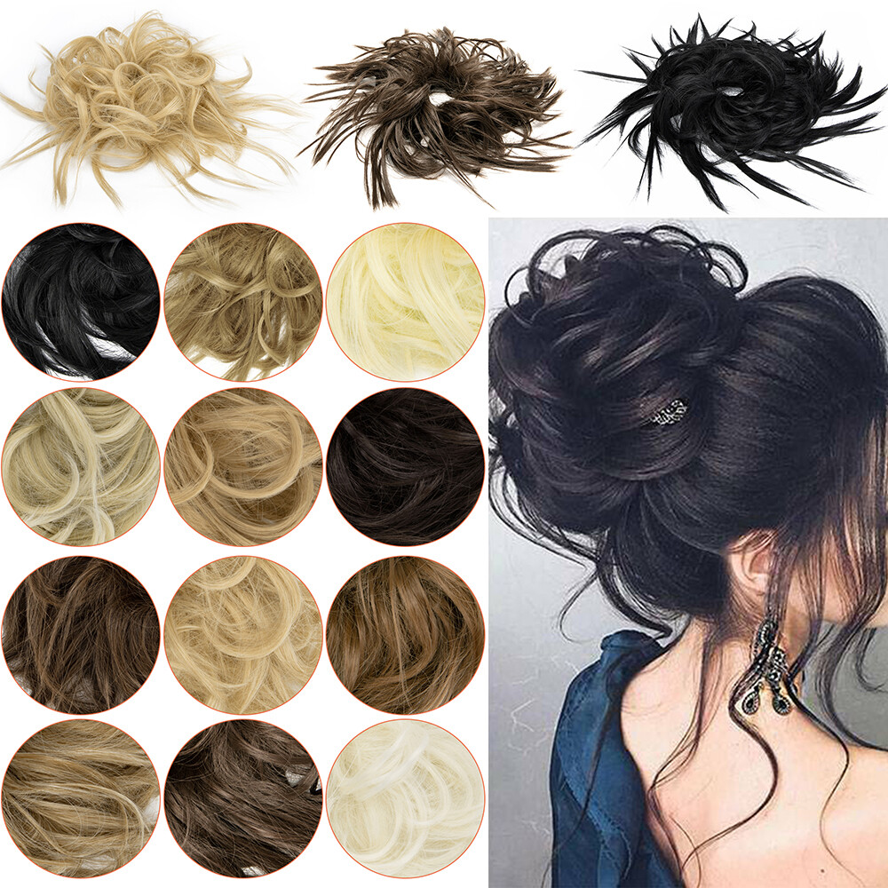 Large Messy Bun Scrunchie Hair Extensions Ponytail Wrap Hair piece As Human US