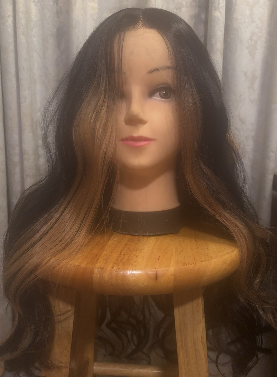Layered 26 Inch Wavy Curly Lace Front Wig Brown Blonde Highlights