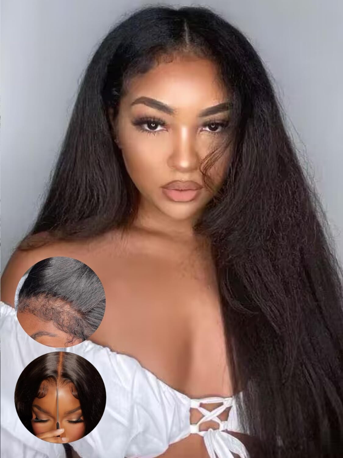 UNice Cambodian Kinky Edges Yaki Straight Wear Go Glueless Lace Wigs Human Hair