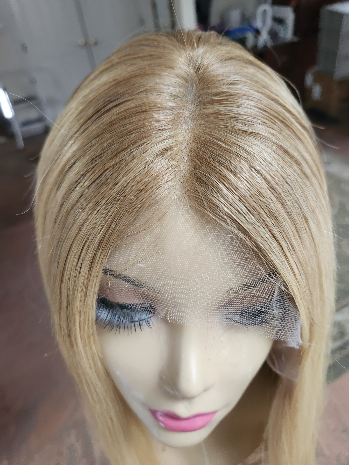 100% HUMAN HAIR A GOLDEN BLONDE LACE TOP WIG 22” M CAP